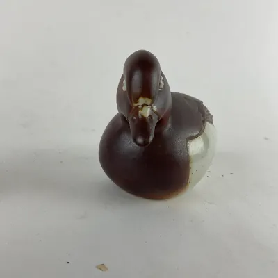 942 Pair of Vintage Swedish Duck Figures – Gustavsberg Poul Pava Archipelago Duck & Hand-Carved Goldeneye