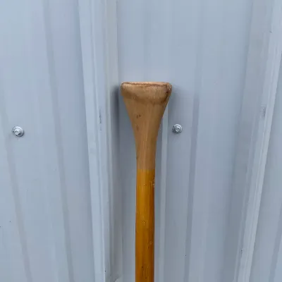 977 Vintage Wooden Canoe Paddle with Crossed Flags & Drum Decal