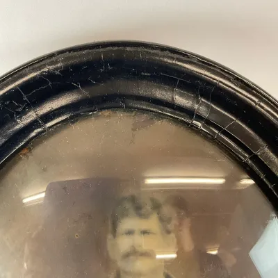 995 Antique Oval Portrait Photograph in Convex Bubble Glass Frame