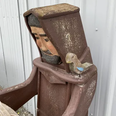 1009 Large Rustic Hand-Carved Franciscan Friar Garden Figure