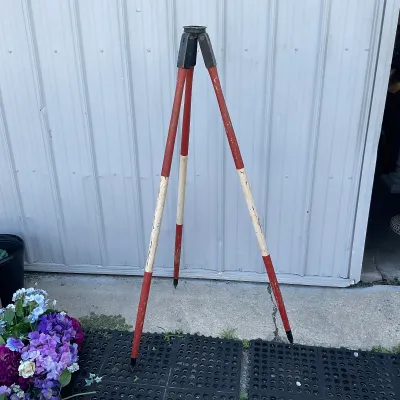 1014 Vintage Wissler Instrument Co. Wooden Surveyor's Tripod Stand