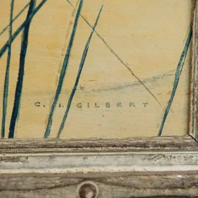 994 Original Carl Ivar Gilbert (1882–1959) Oil on Canvas "Lonesly Loons" (May 1947)