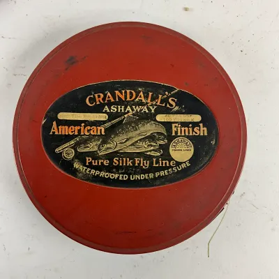 920 Vintage Fly Fishing Lot - Crandall's Ashaway Silk Fly Line Tin, and Small Yellow Box