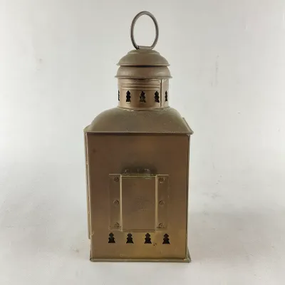 951 Vintage PERKO Brass Maritime Navigation Lantern with Blue Fresnel Lens