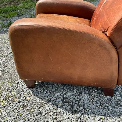 966 Vintage Brown Leather Reclining Lounge Chair