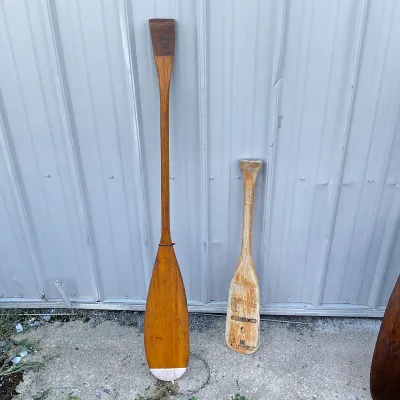968 Pair of Vintage Wooden Canoe & Boat Oars – "Battle Troop 72" & F-17
