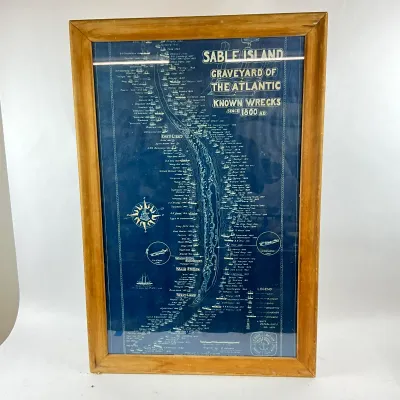 957 1938 Donald S. Johnson "Sable Island – Graveyard of the Atlantic" Cyanotype Map