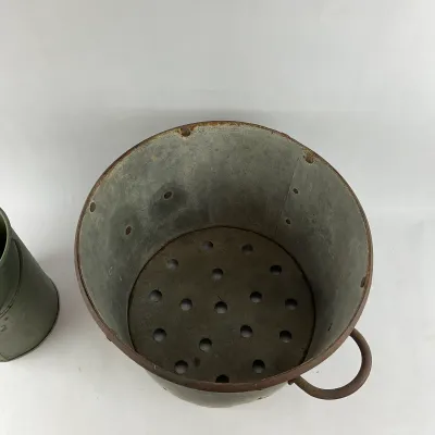 986 Vintage Galvanized Wash Basin & Minnow Bucket – Rustic Garden Planter Pair