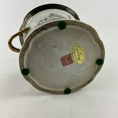 961 Porcelain Fox Hunting Cachepot / Wine Cooler with Gilt Handles