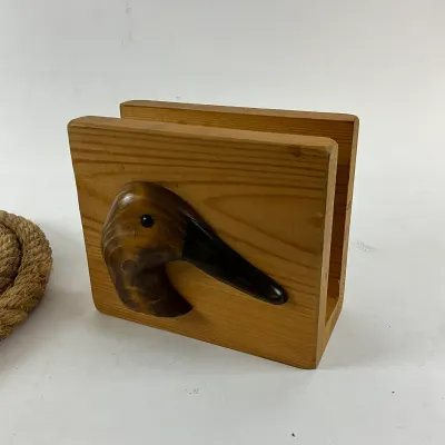 959 Nautical Rope Table Lamp & Hand-Carved Duck Napkin Holder