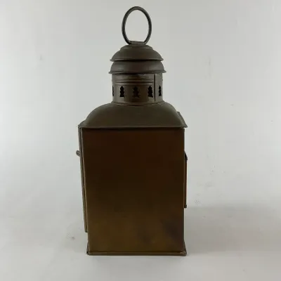 950 Vintage PERKO Brass Maritime Navigation Lantern with Red Fresnel Lens