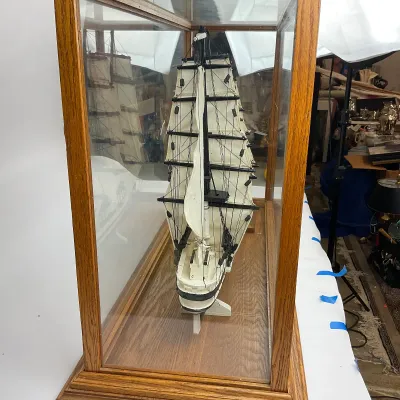926 Handcrafted Model of the Clipper Ship Flying Cloud in Oak & Glass Display Case