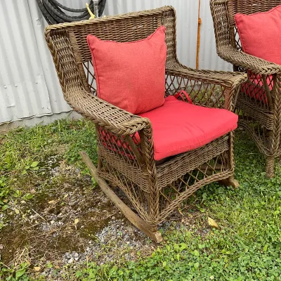 1010 3-Piece Rustic Wicker Patio Seating Set with Cushions