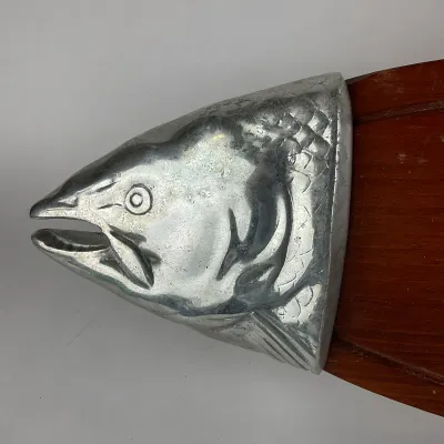 933 Mid-Century Scandinavian Style Teak & Cast Metal Fish Wall Plaque – BMG