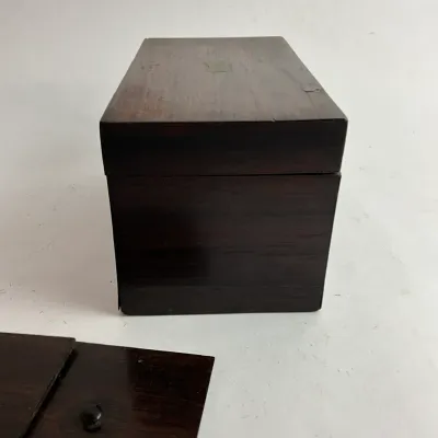 963 Antique Mahogany Tea Caddy with Double Lidded Interior