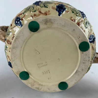 939 Vintage Gerz German Stoneware Rhine Castle Wine Cooler & 6 Mug Set