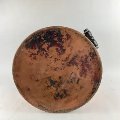 987 Antique Heavy Copper Stock Pot with Riveted Iron Handles