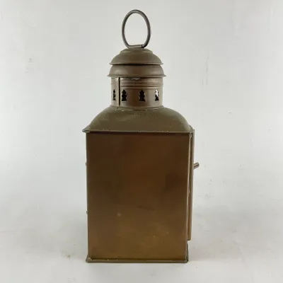 951 Vintage PERKO Brass Maritime Navigation Lantern with Blue Fresnel Lens