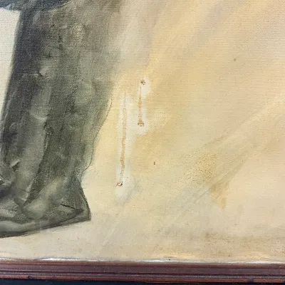 953 Original Jim Daily Oil on Canvas of Bearded Sailor with Beer Mug