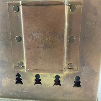 950 Vintage PERKO Brass Maritime Navigation Lantern with Red Fresnel Lens