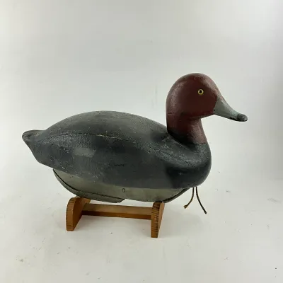 965 Antique Hand-Carved Redhead Duck Decoy
