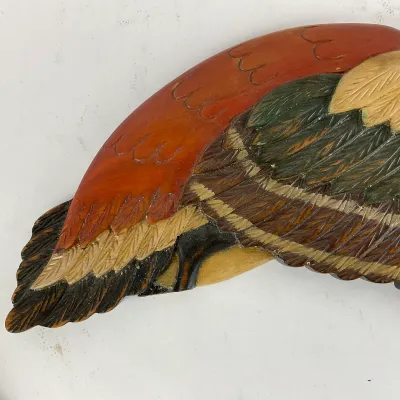 932 Pair of Hand-Carved & Painted Flying Mallard Wall Sculptures – Valle de Ángeles, Honduras