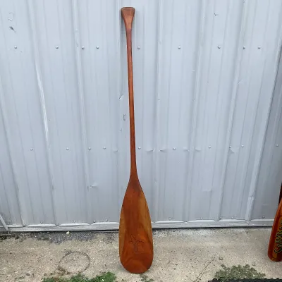 972 Teal Paddle Cherry Wood Beaver Tail Canoe Paddle – 60.5"