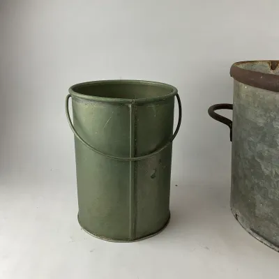 986 Vintage Galvanized Wash Basin & Minnow Bucket – Rustic Garden Planter Pair