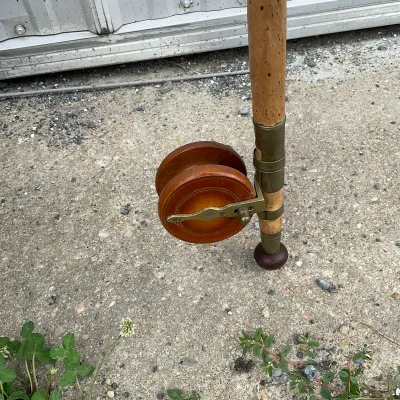 1008 Pair of Antique Bamboo Fly Fishing Rods with Wooden Reels