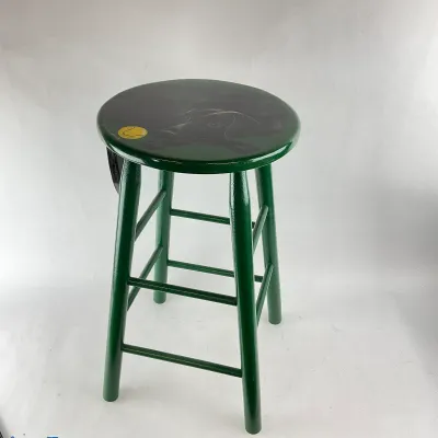 1005 Signed Hand-Painted Black Labrador Bar Stool by B. Hauserman, 1997