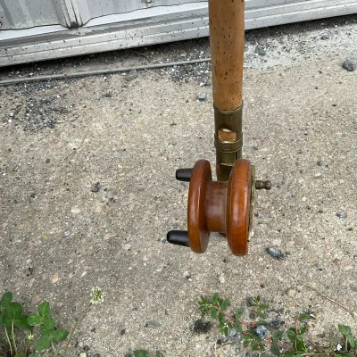 1008 Pair of Antique Bamboo Fly Fishing Rods with Wooden Reels