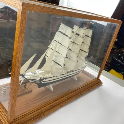 926 Handcrafted Model of the Clipper Ship Flying Cloud in Oak & Glass Display Case