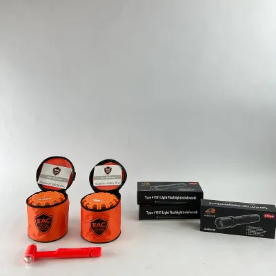 1003 Emergency Roadside Safety Kit with LED Warning Discs & Rechargeable Flashlights