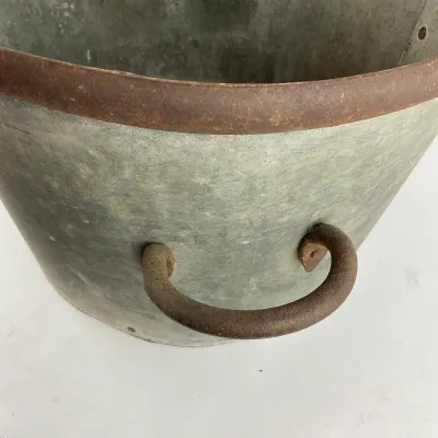 986 Vintage Galvanized Wash Basin & Minnow Bucket – Rustic Garden Planter Pair