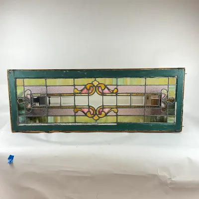 899 Art Nouveau Stained Glass Architectural Transom Window