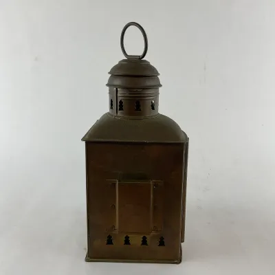 950 Vintage PERKO Brass Maritime Navigation Lantern with Red Fresnel Lens