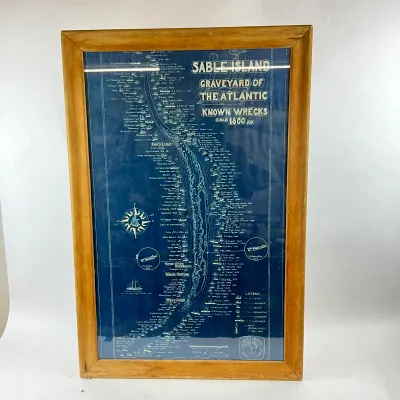 957 1938 Donald S. Johnson "Sable Island – Graveyard of the Atlantic" Cyanotype Map