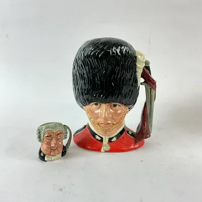 960 Royal Doulton "The Guardsman" Character Jug & "The Lawyer" Mini Jug