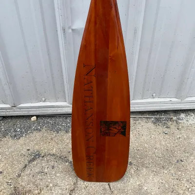 973 Custom Cherry Wood Canoe Paddle – "Nathanson Creek" Engraved, 60"