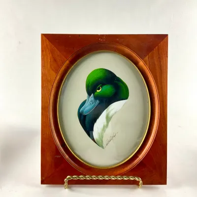 947 Signed Art LeMay "Scaup #64" Wildlife Print in Wood Frame