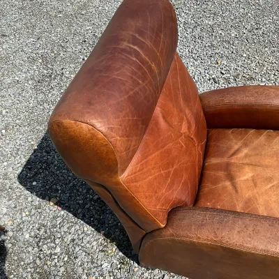 966 Vintage Brown Leather Reclining Lounge Chair