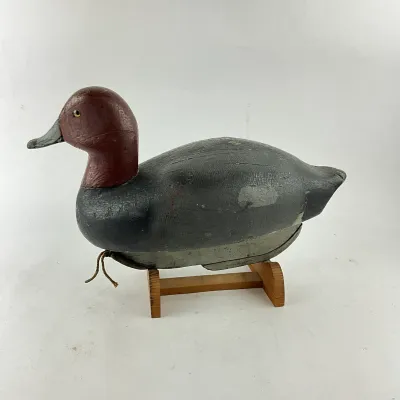965 Antique Hand-Carved Redhead Duck Decoy