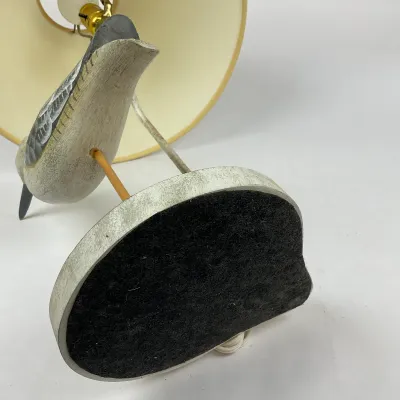 925 Handcrafted Shorebird Decoy Table Lamp on Rustic Base – Coastal Folk Art – 25"H
