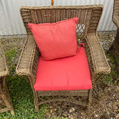 1010 3-Piece Rustic Wicker Patio Seating Set with Cushions