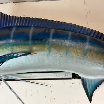 956 Large Metal Sailfish Wall Sculpture with Mounting Hardware