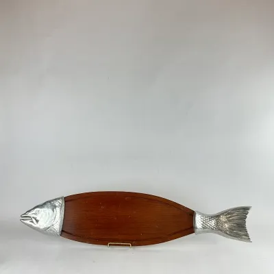 933 Mid-Century Scandinavian Style Teak & Cast Metal Fish Wall Plaque – BMG