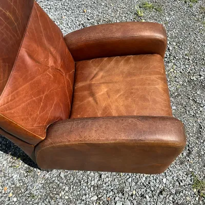 966 Vintage Brown Leather Reclining Lounge Chair