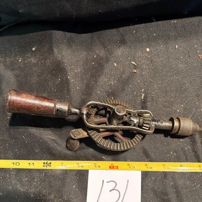 Antique Red Head Eggbeater Hand Drill Vintage Tool Made in New York