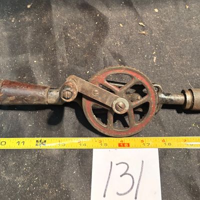 Antique Red Head Eggbeater Hand Drill Vintage Tool Made in New York