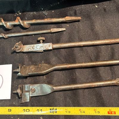 Vintage lot wood drill bits Drills Mixed Auger Adjustable bit and more